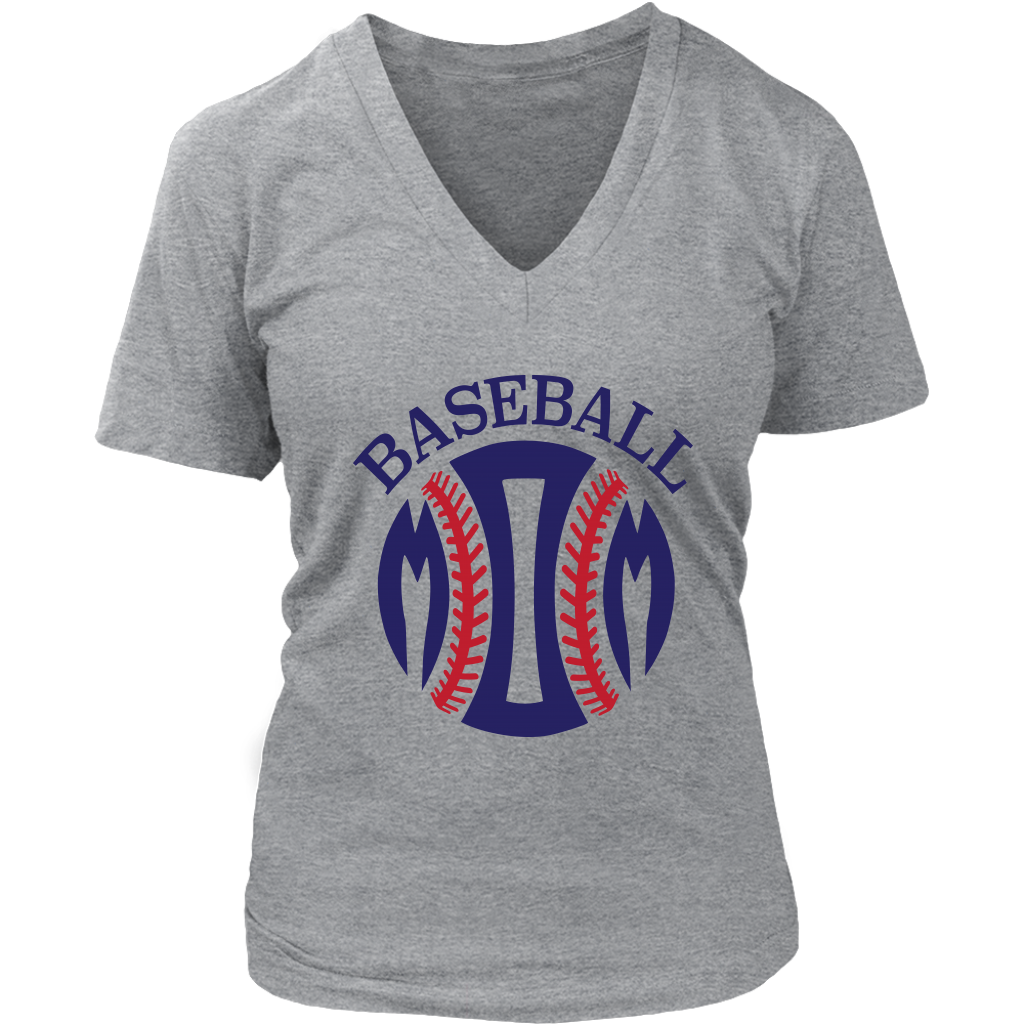 baseball mom v neck t shirt