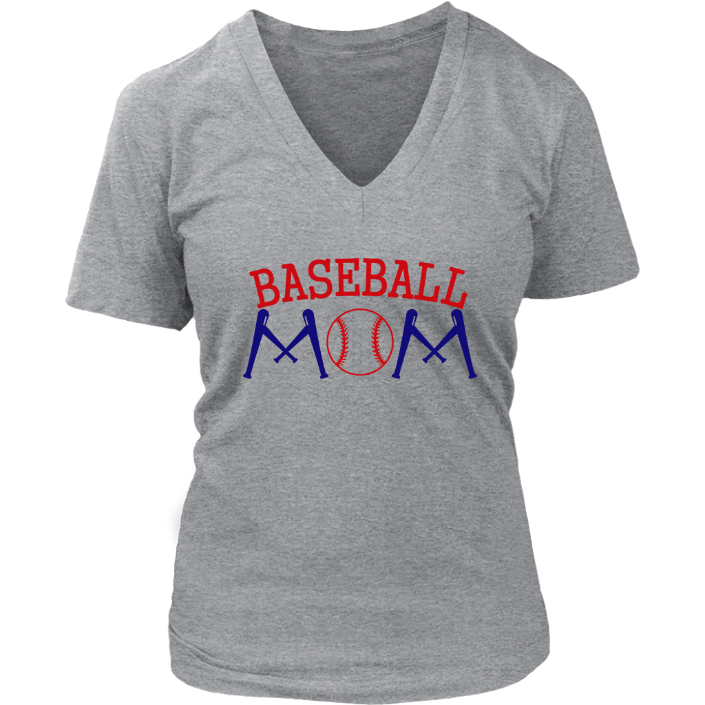 Baseball Mom T Shirt V-Neck Gift for Mom Women Custom Graphic T shirt