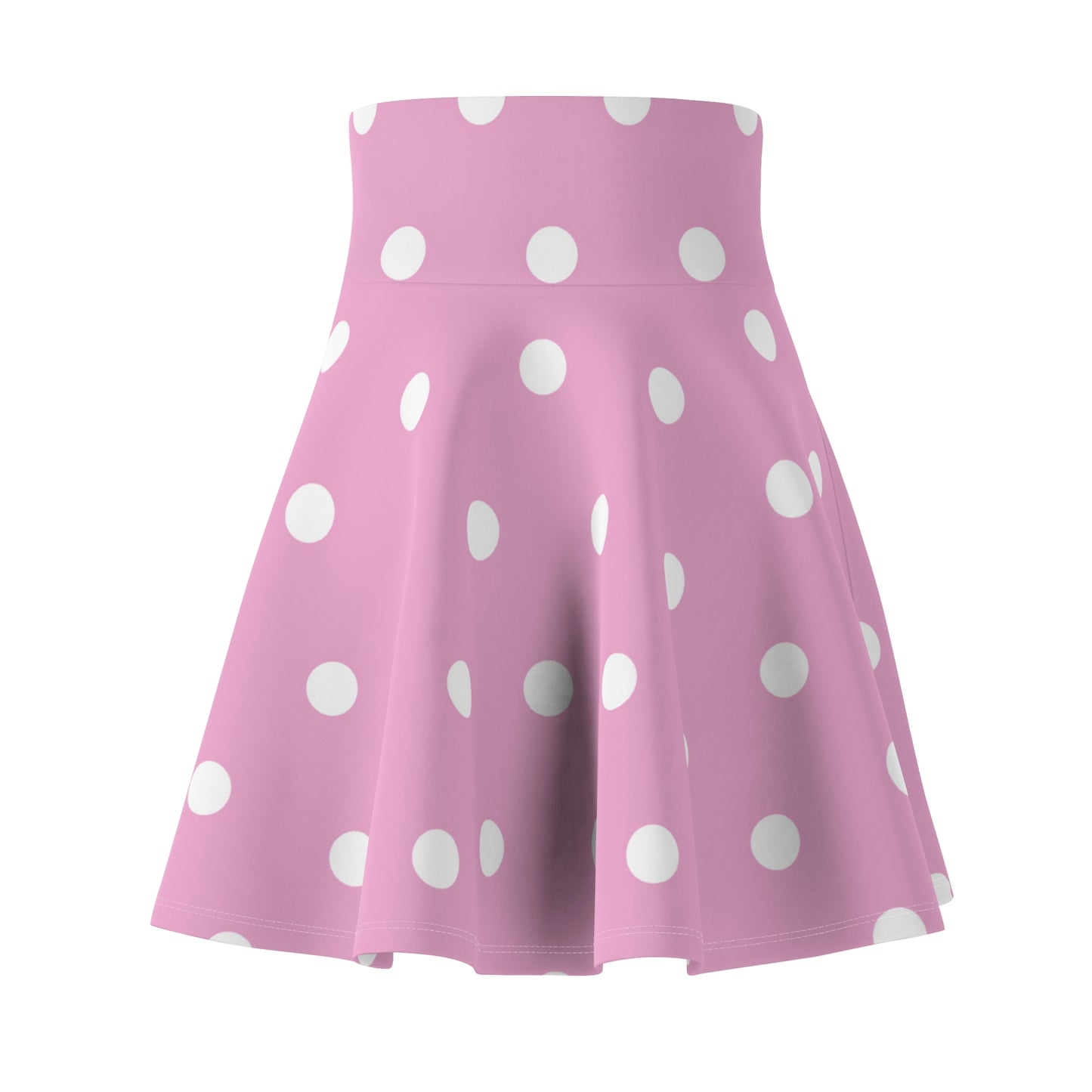Women's Skater Skirt Pink Polka Dot, Cute High Waist Circle Skirt, Full A Line Skirt