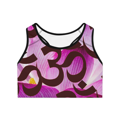 Sports Workout Fitness Cute Bra Top (AOP), Allover Print Abstract Crop Top Streetwear