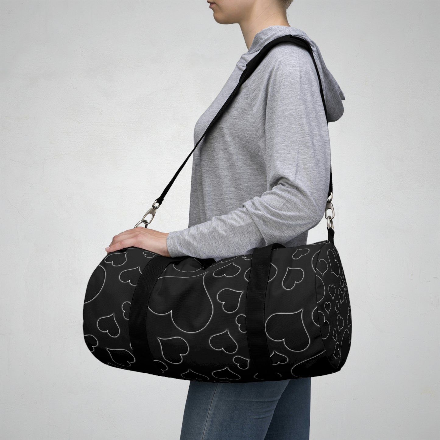 Black Hearts Duffle Bag, Goth Duffle Bag, Weekender Duffle Bag, Carry on