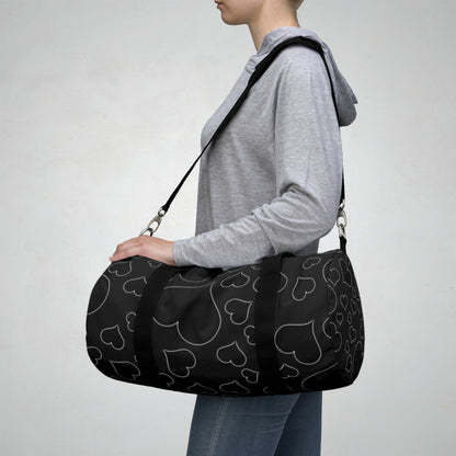 Black Hearts Duffle Bag, Goth Duffle Bag, Weekender Duffle Bag, Carry on