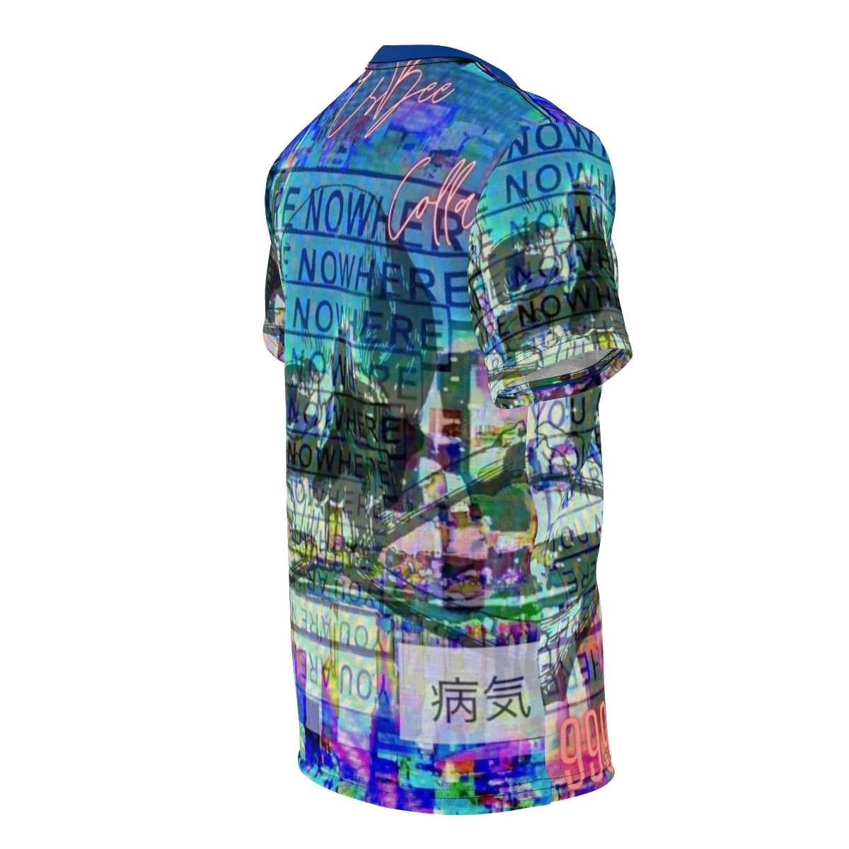 Blue Abstract Graphic Tee Men Women, Cool All Over Print Streetwear