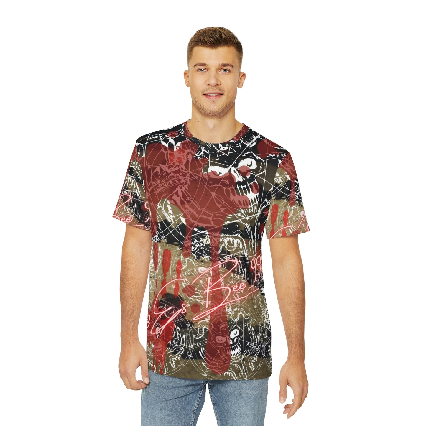 Y2k Grunge Abstract Graphic Tee Streetwear Men's Polyester Tee (AOP)