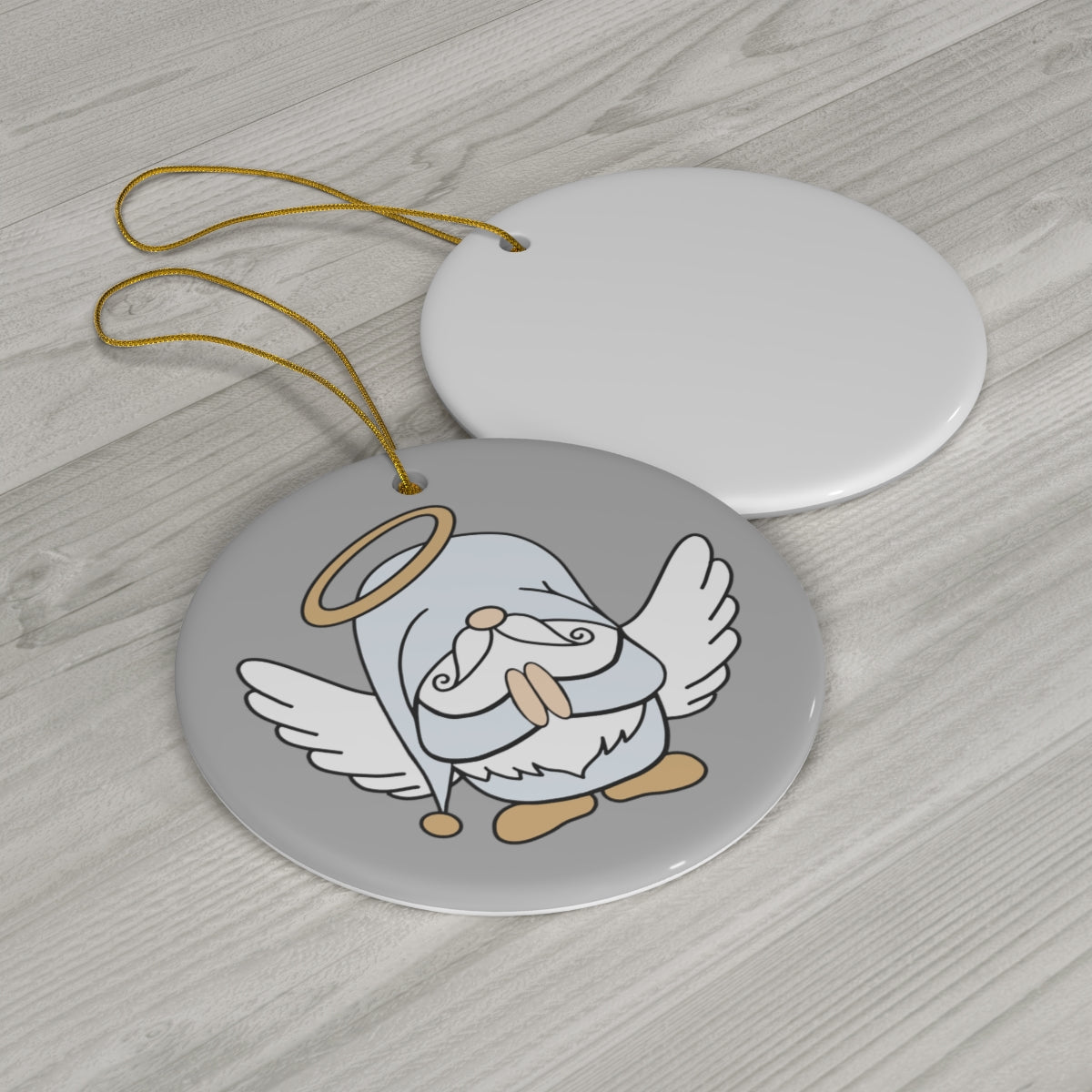 Gnome Angel Christmas Tree Ornament, Xmas Tree Decoration, Cute Ceramic Ornament