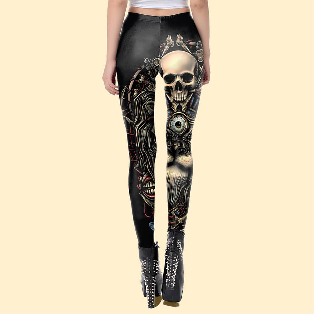 Women's Halloween High-Waisted Skeleton Head Leggings