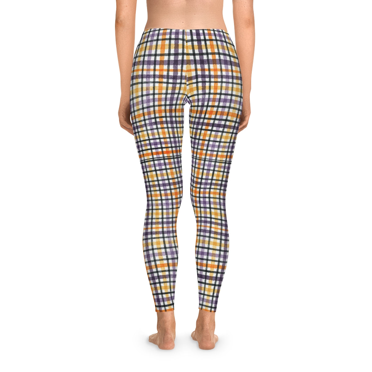 Ladies Trendy Plaid Check Stretchy Leggings Yoga Gym Streetwear