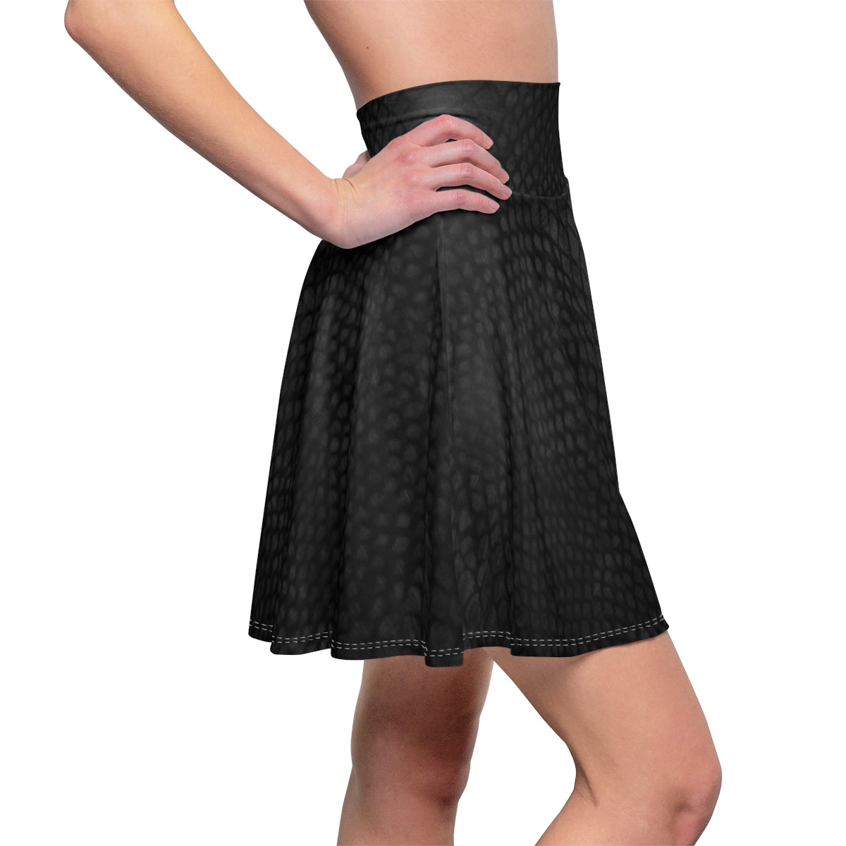 Women's Black Skater Skirt, Circle Hight Waisted Skirt, Gothic A Line Full Skirt,