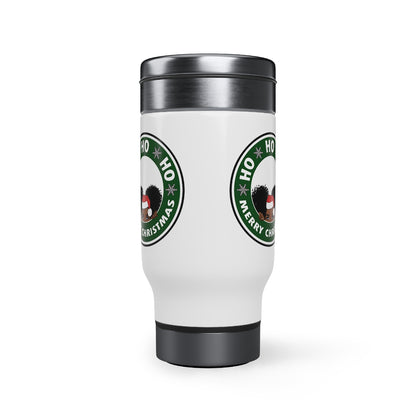 Black Girl Christmas Stainless Steel Travel Mug with Handle, Coffee Sublimation Thermos 14oz