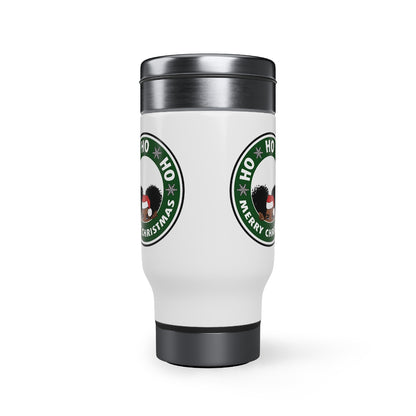 Peeping Black Girl Christmas Travel Mug with Handle, Coffee Lover Mug   14oz