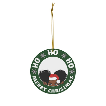 African American Girl Christmas Ornament, Cute Tree Ceramic Melanin, Xmas Tree Decoration Keepsake Ornament, Merry Christmas