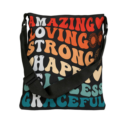 Mother's Definition Tote Bag, Mother's Day Gift, Adjustable Zippered Tote Bag With Pockets, Weekend Overnight Canvas Bag