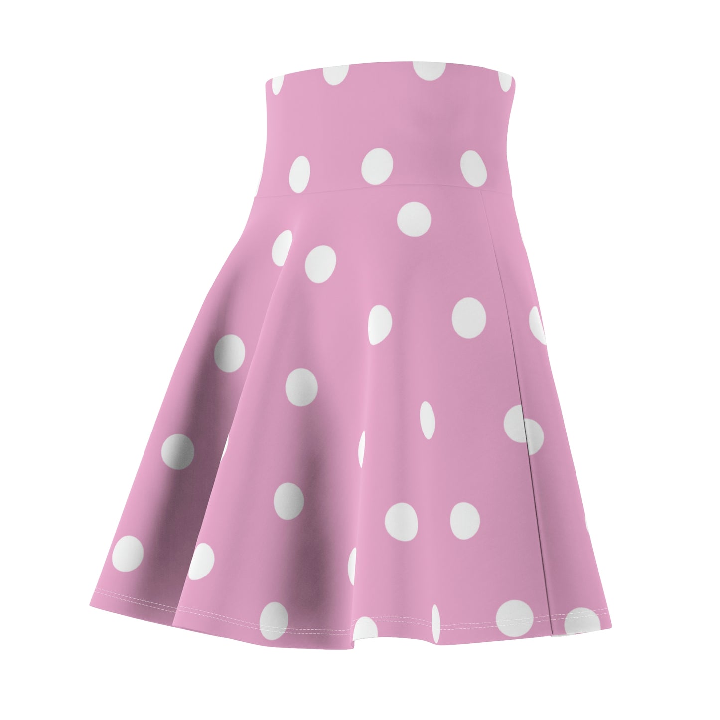 Women's Skater Skirt Pink Polka Dot, Cute High Waist Circle Skirt, Full A Line Skirt