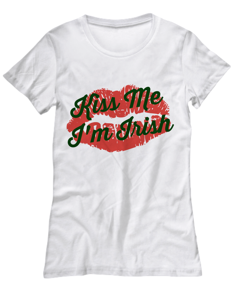 kiss me I'm Irish red lips White  t-shirt