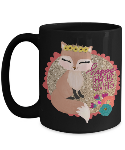 Thanksgiving Mug Cute Fox Mug Gift for Coffee Lover