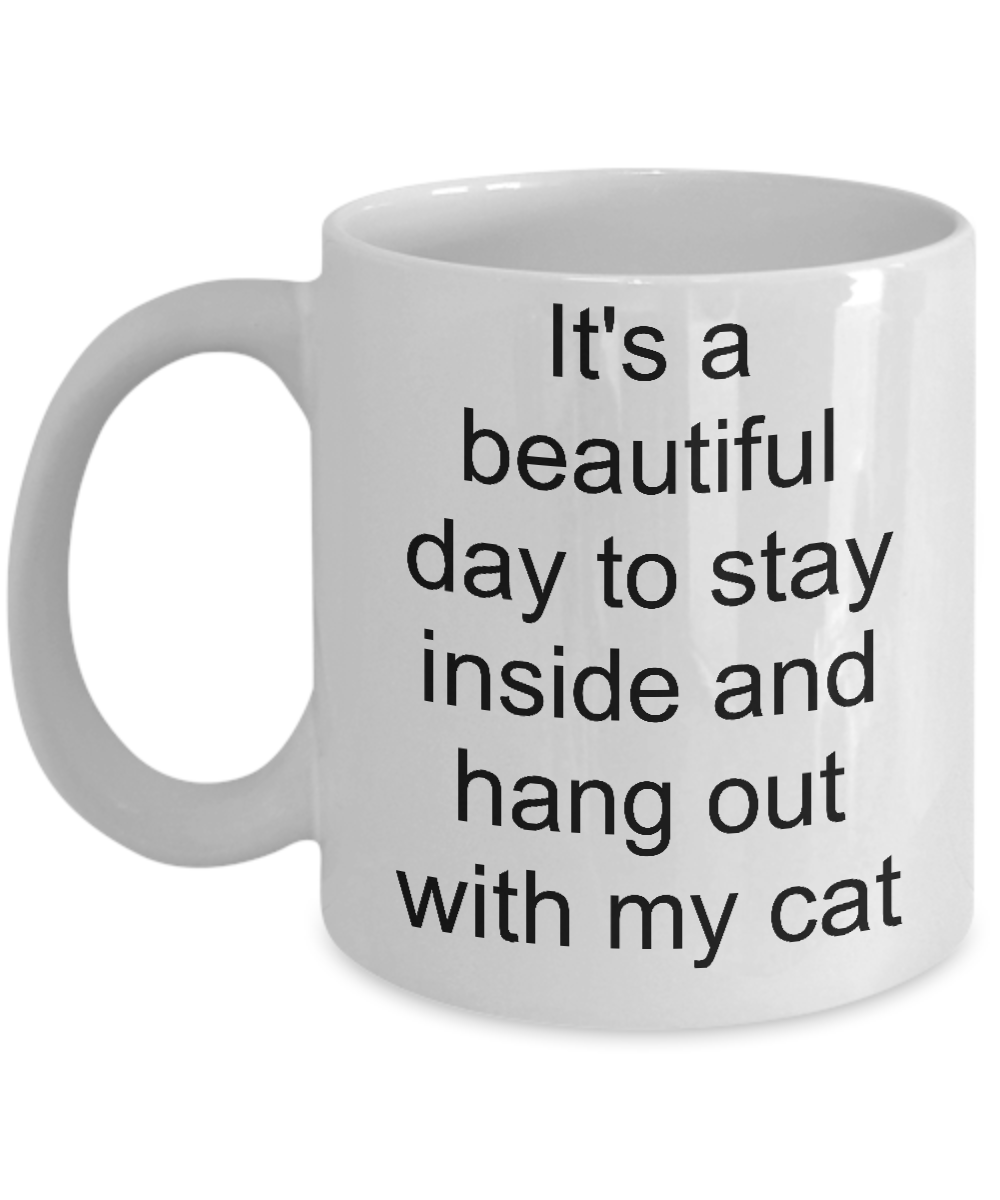 Funny cat mug-It's a beautiful day to stay inside hang out with my cat-owners-lovers-cat lady