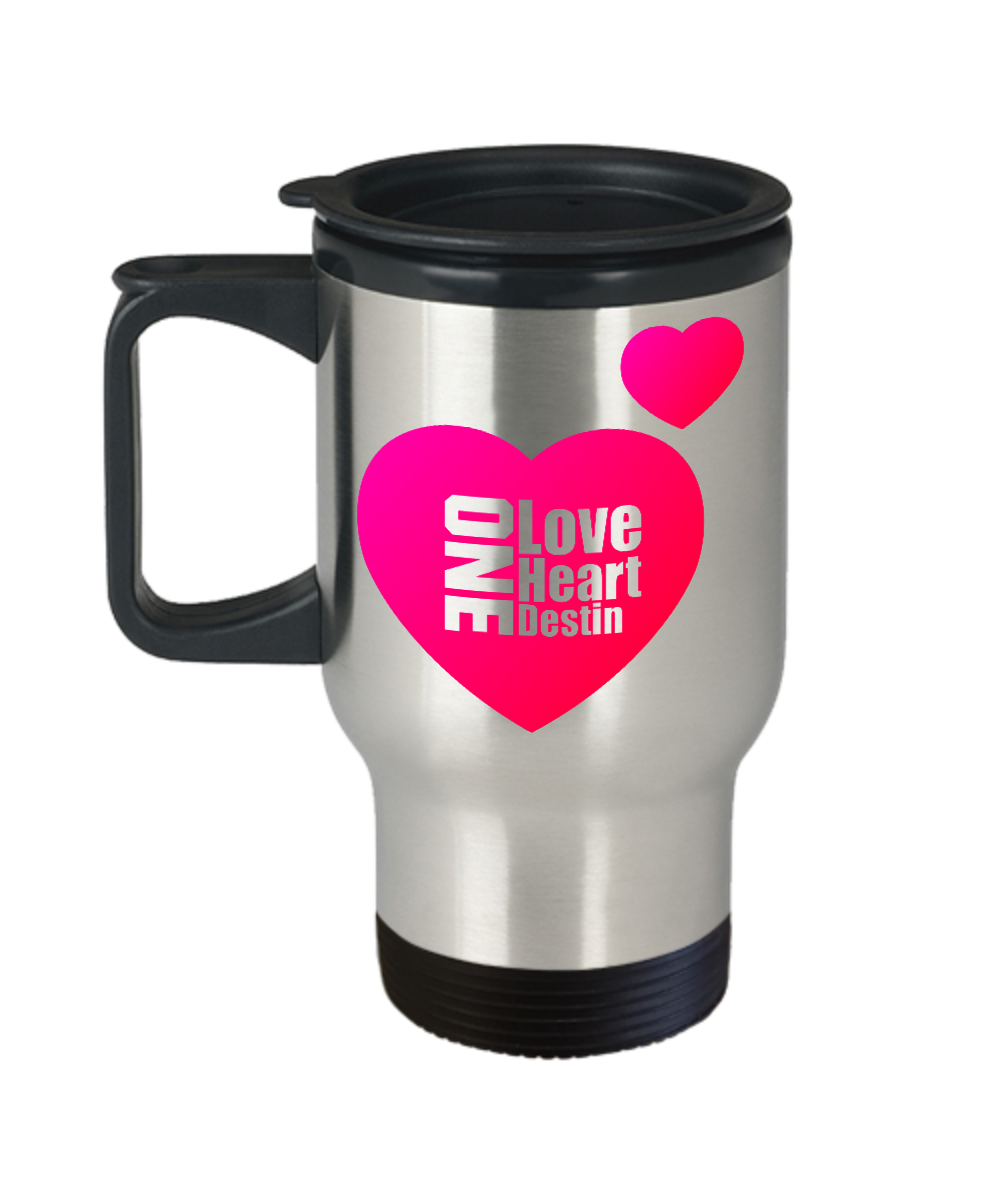 Novelty Travel Coffee Mug-One Love 1 Heart One Destiny-Mugs With Sayings-Cool Travel Cup