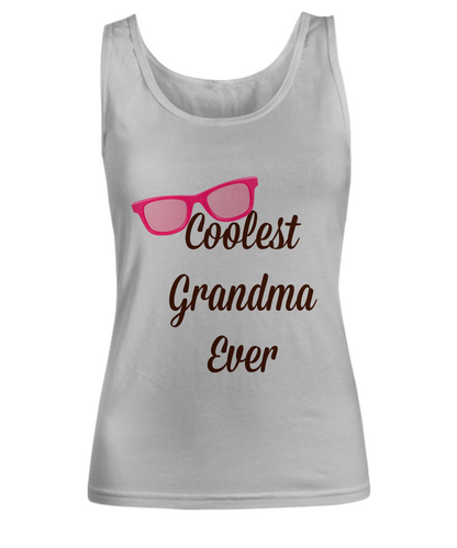 Fun Grandma Top -Coolest Grandma Ever -Women's Tank Birthday Or Anytime Gift Custom White Cotton