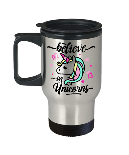 Believe in unicorns unicorn travel mug tea cup gift for birthday women