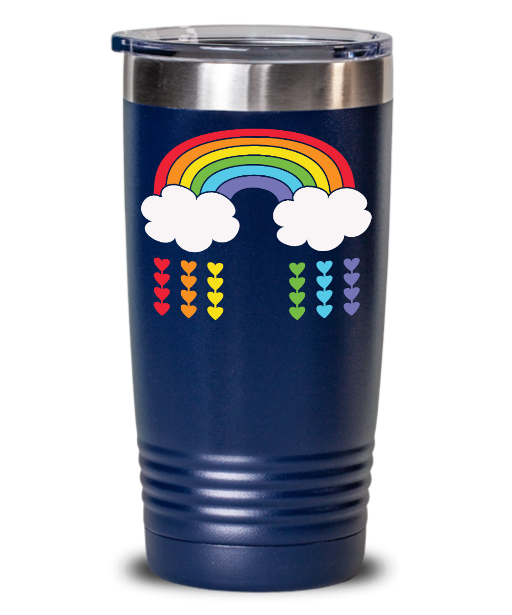 Rainbow Hearts Tumbler Coffee Cup Insulated