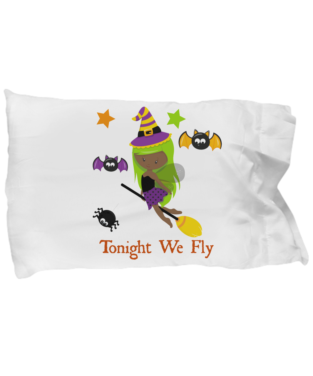 Tonight We Fly Girls Halloween Pillowcase Girl Bedding Kids Halloween Fun Pillowcase
