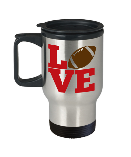 Love football travel Coffee mug sports player fan lover novelty gift for her birthday stainless steel