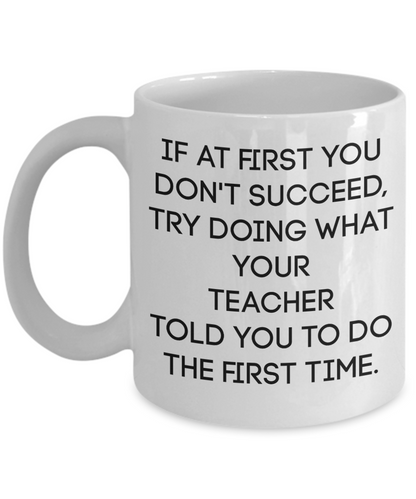 Teacher Gifts Coffee Mug Funny If At First You Don't Succeed..Teacher Mug