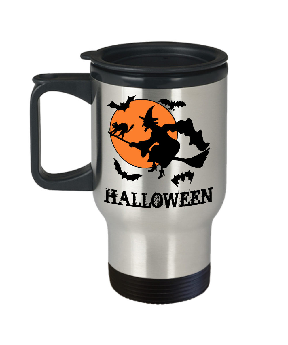 Halloween- Witch- Travel Coffee Mug-Stainless Steel-Fall Home Decor-Goth-Funny Gift Men Women
