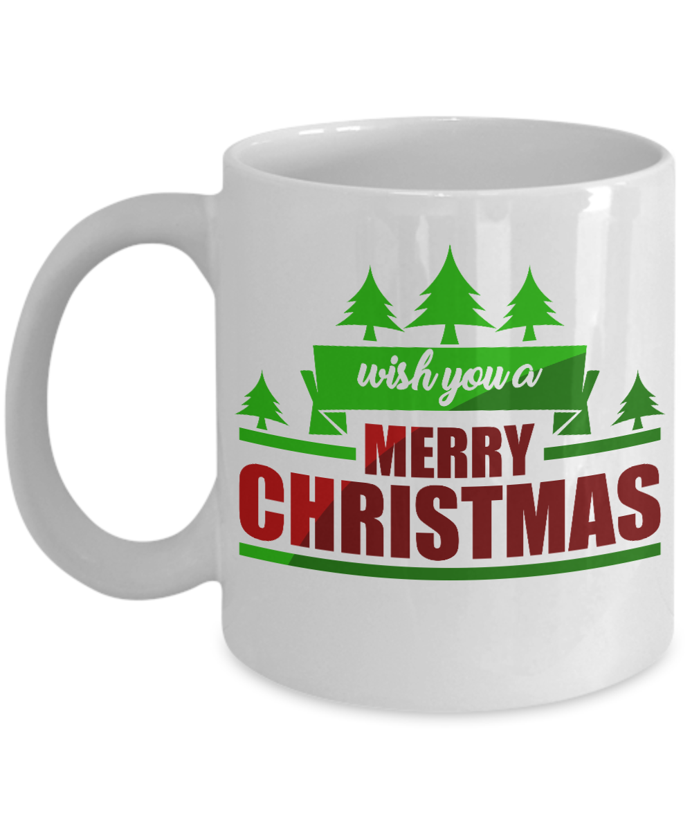 Novelty Coffee Mug-Wish You A Merry Christmas-Holiday Gift Cup-Mug For Friends Family