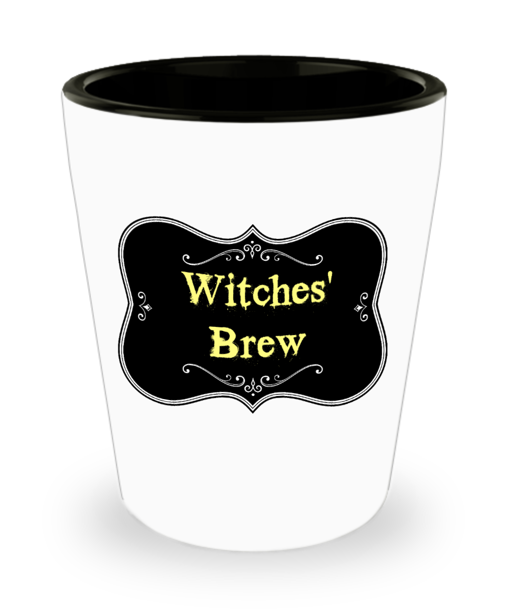 Halloween shot glass Witches Brew Gothic Funny party favor birthday gift for her hostess gift ceramic