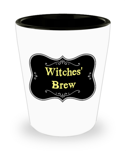 Halloween shot glass Witches Brew Gothic Funny party favor birthday gift for her hostess gift ceramic