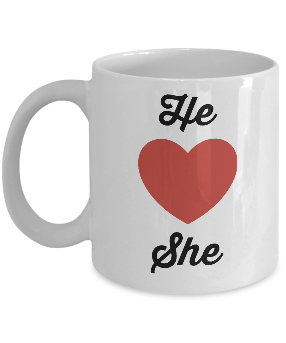 Novelty Coffee Mug-He Loves She-Gift Tea Cup Couples Valentines Anniversary Anytime Mug With Sayings