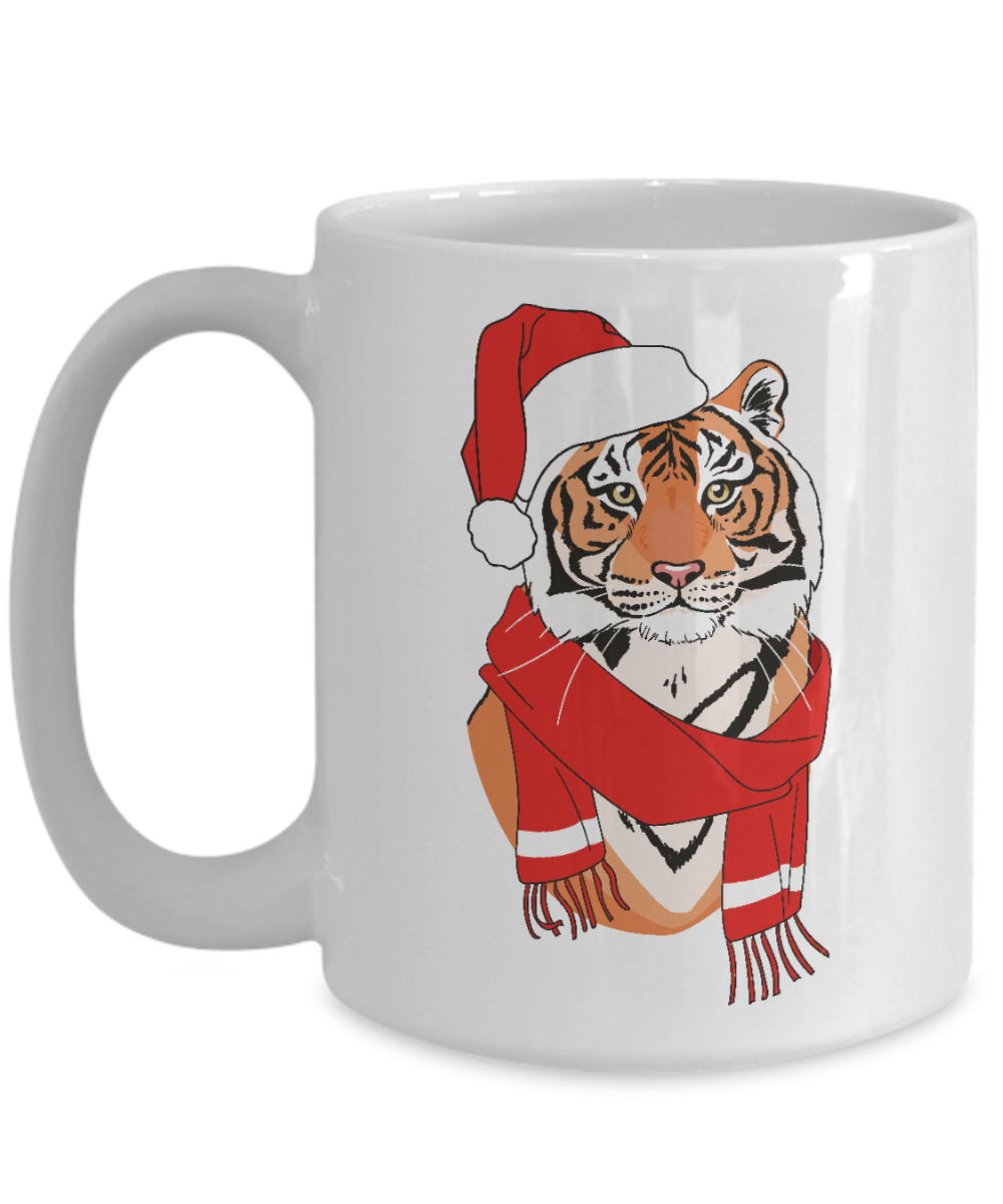 Christmas Tiger Mug Gift for Tiger Lover Coffee Lover Cute Funny Ceramic