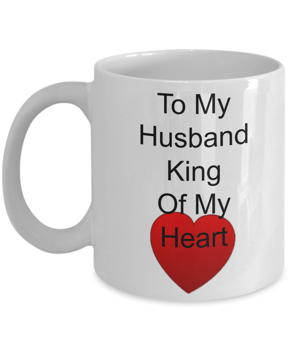 Novelty Coffee Mug-To My Husband King Of My Heart-Tea Cup Gift anniversary valentines birthday