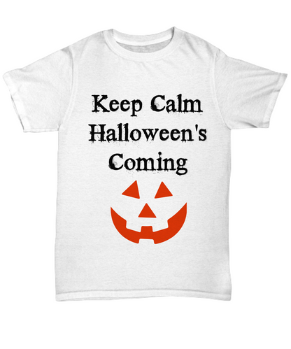 Halloween T-Shirts Keep Calm Halloween's Coming Holiday Gifts For Friends Custom Cotton Shirts