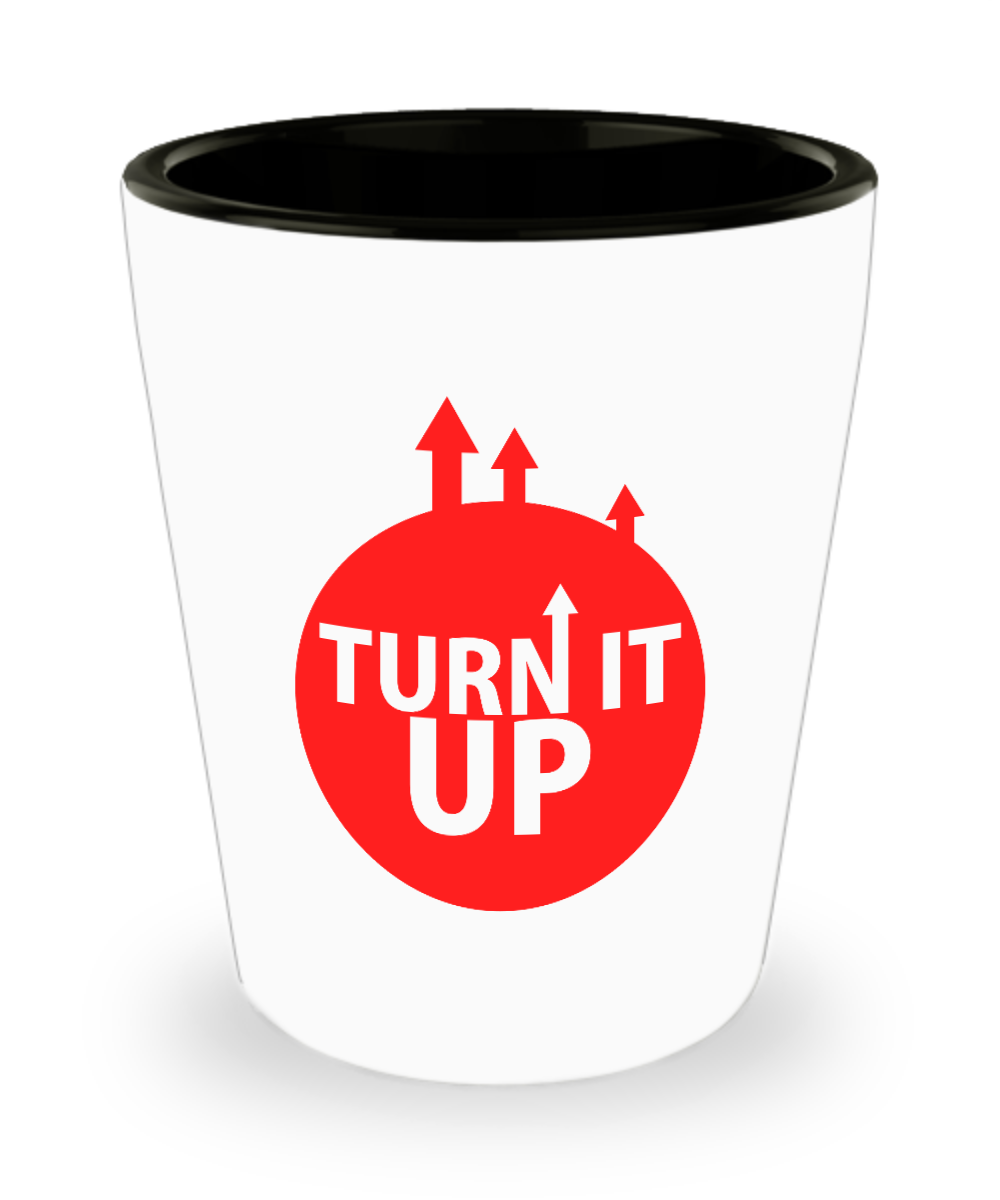 Funny Shot Glass/Turn It Up/Motivational Shooter/Gift For Friends/Party Favors/Ceramic