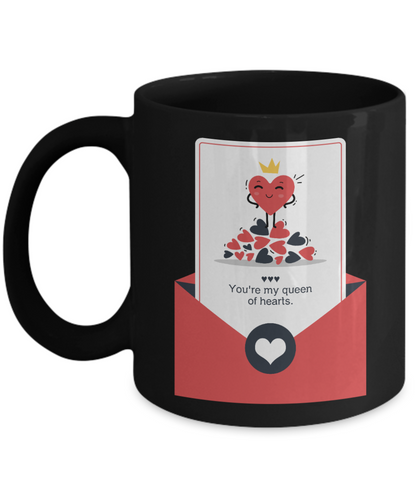 You're My Queen Of Hearts Black Coffee Mug For Wife Girlfriend