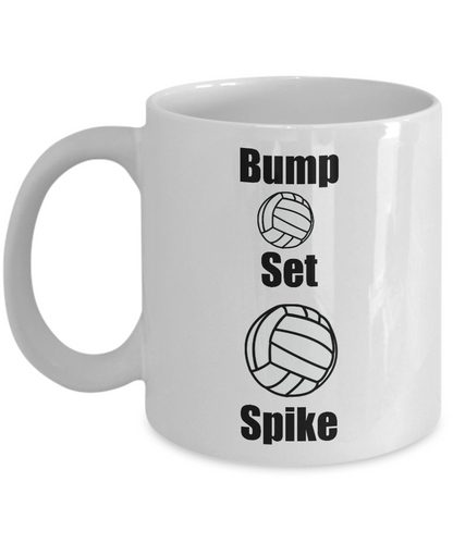 Funny Coffee Mug/Bump Set Spike Volleyball/Novelty Coffee Cup/Sports Mug For Players Fans