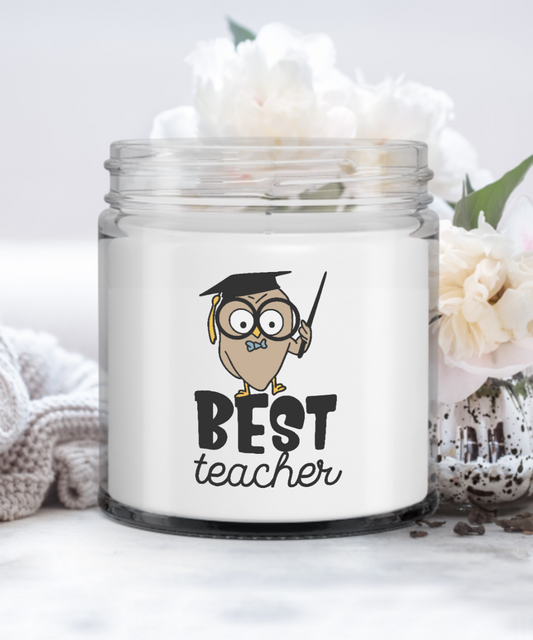 Teacher Gift Funny Candle Owl Gift Vanilla Scented Soy Container Candle