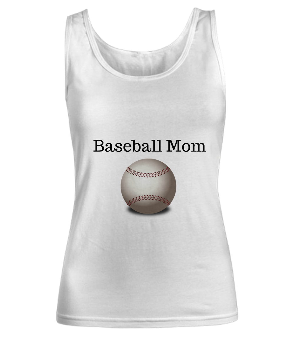 Baseball Mom White Tank Top Cool Gifts For Moms Women Sports Mom Novelty Shirts