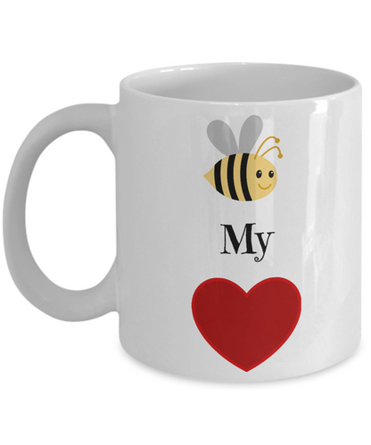 Valentine Coffee Mug-Bee My Valentine-Tea Cup Gift Funny Coupes Pictured
