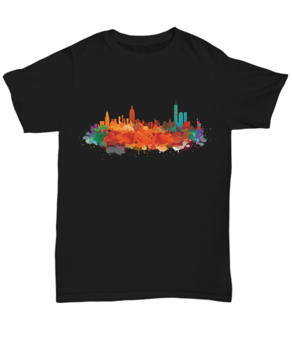 New York skyline watercolor  Black t-shirts