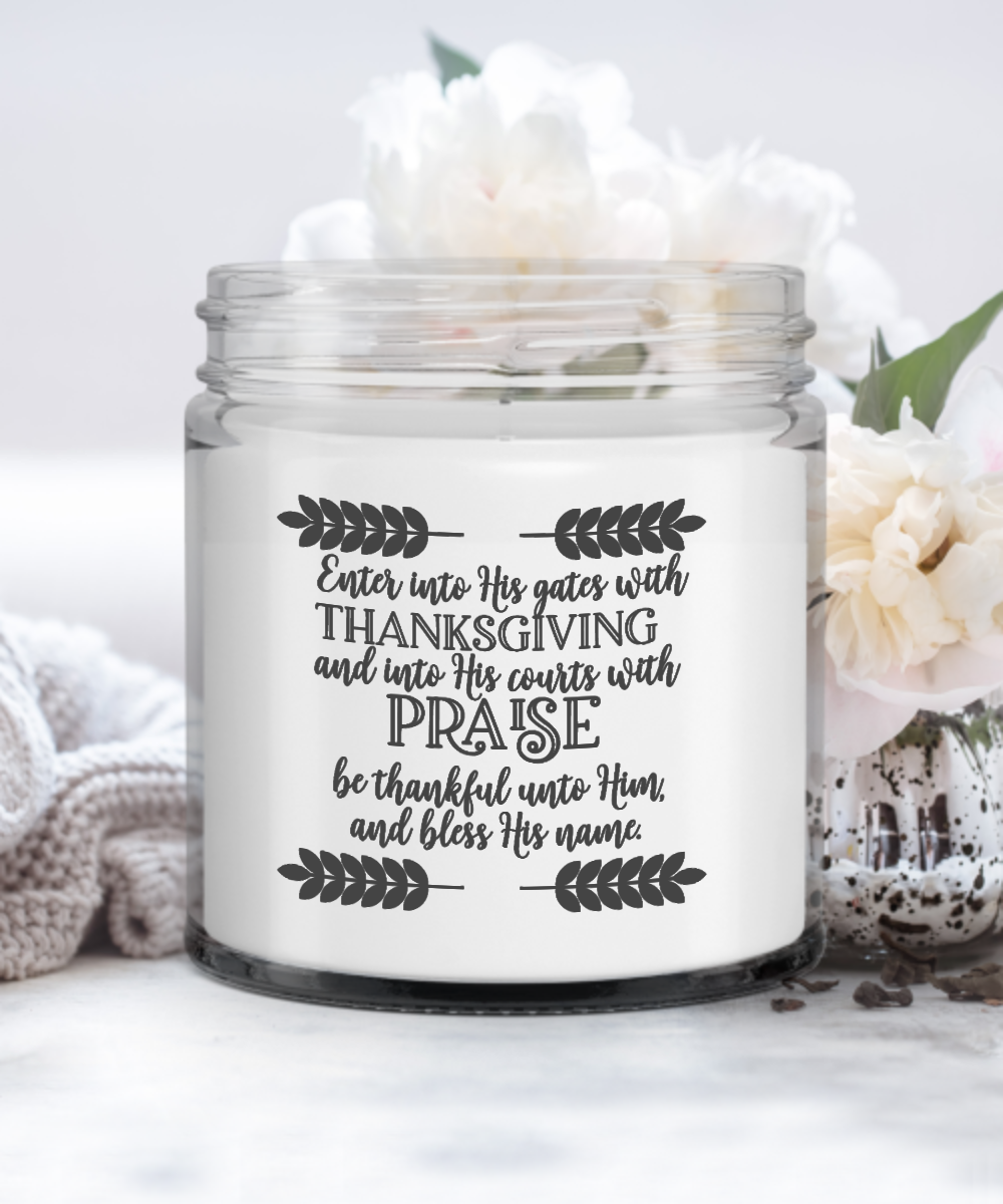 Thanksgiving Candle Inspirational Christian Gift Soy Vanilla Scented Container Candle