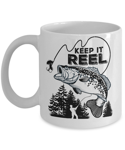Fishing mug-keep it reel-novelty coffee tea cup gift fishermen dad-father's day-grandfathers
