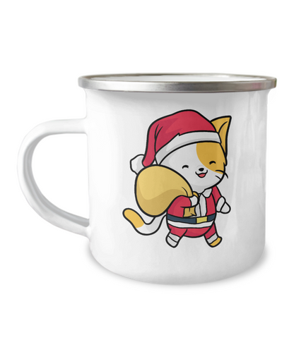 Santa Cat Coffee Mug Camp Mug Funny Gift Cute Cup