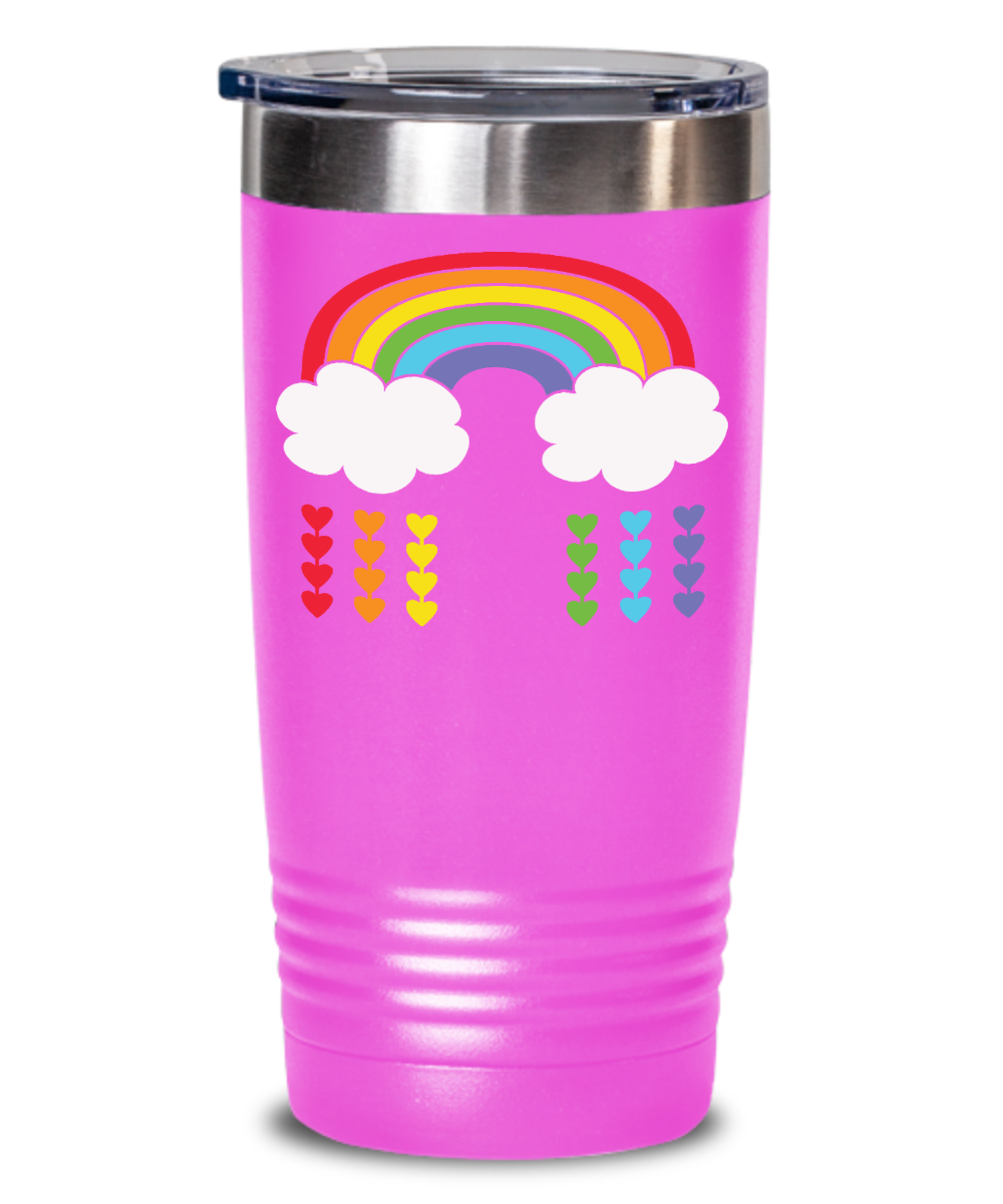 Rainbow Hearts Tumbler Coffee Cup Insulated