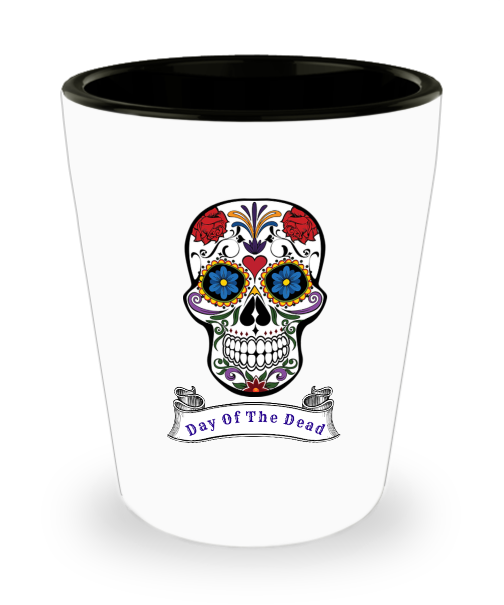 Mexican Holiday Day of the Dead Shot glass Sugar skull  Halloween Gothic birthday gift ceramic party favors