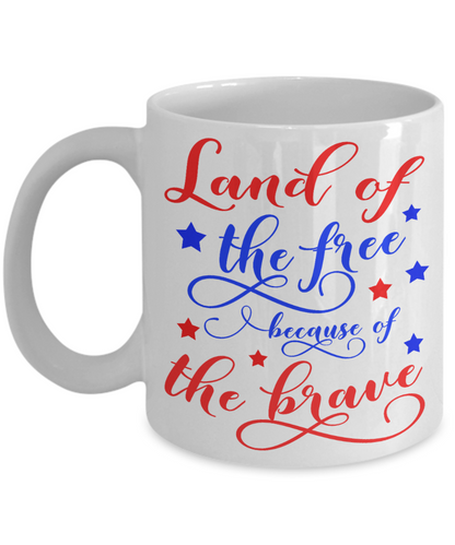 Patriotic mug land of the free coffee tea cup gift novelty 4th of July independence day celebration