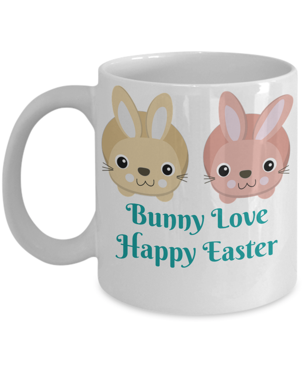 Novelty Coffee Mug-Bunny Love Happy Easter- Tea Cup Gift Mug With Sayings Easter Rabbit Funny