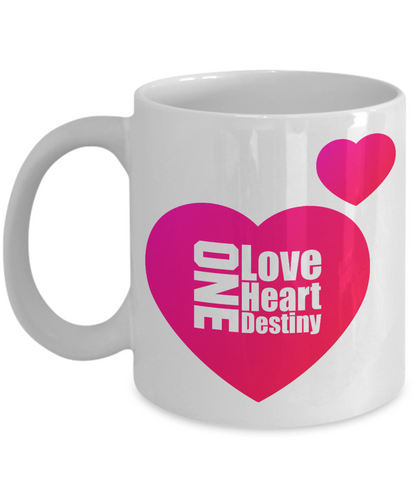Coffee Mug-One Love 1 Heart One Destiny-Tea Cup Gift For Sweetheart Valentines Anniversary